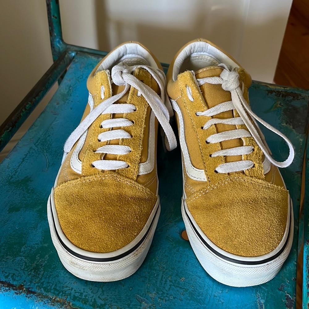 Yellow suede Vans Old Skool sneakers 6.5